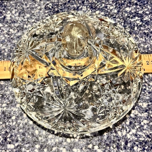 Anchor Hocking Star of David Prescut Glass VTG MCM Candy Dish w Lid Elegant Gift - Picture 6 of 15